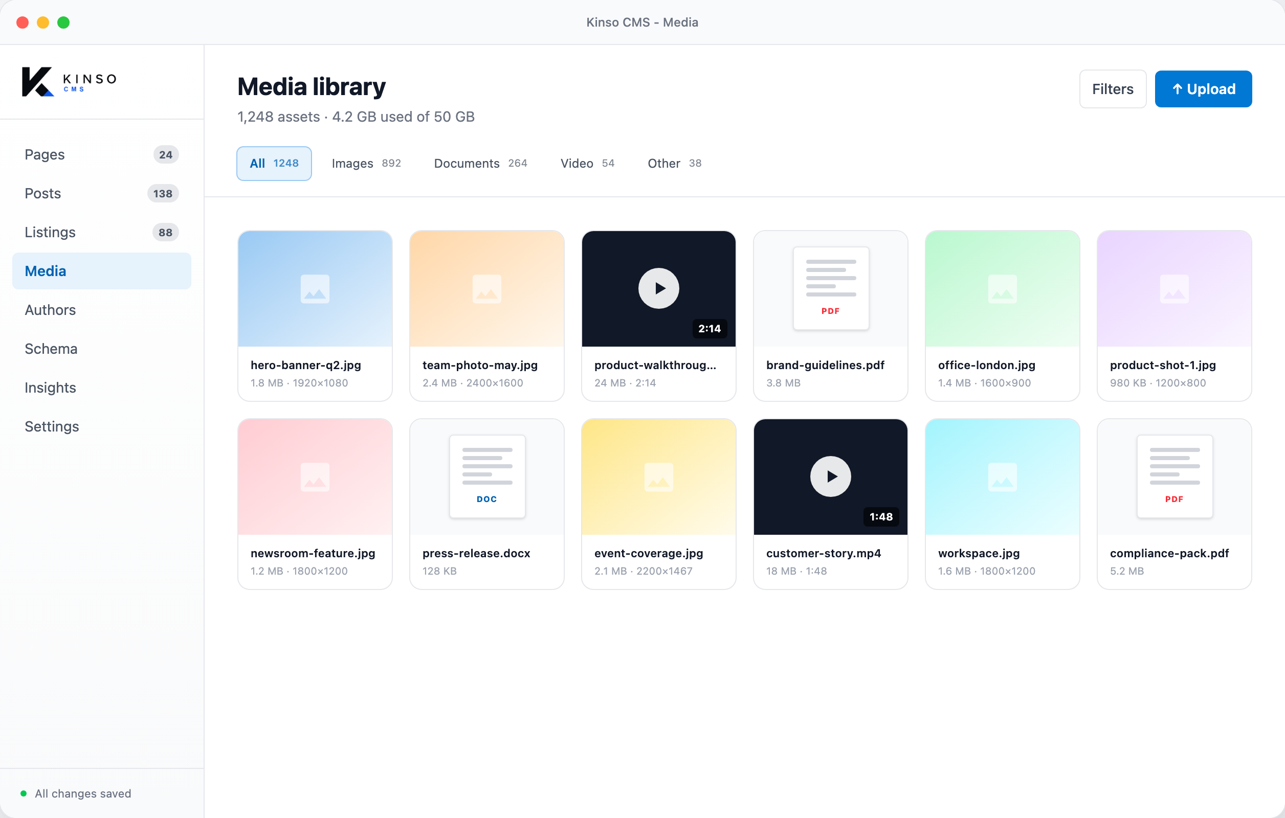Kinso CMS media library