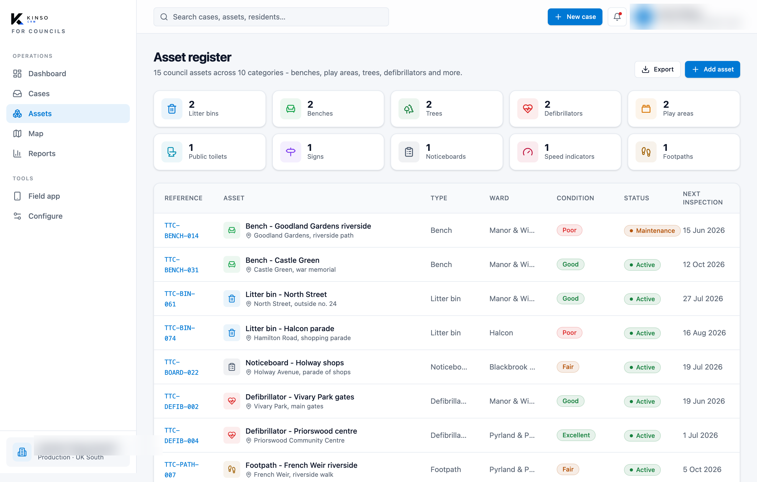 Kinso CRM for Councils asset register